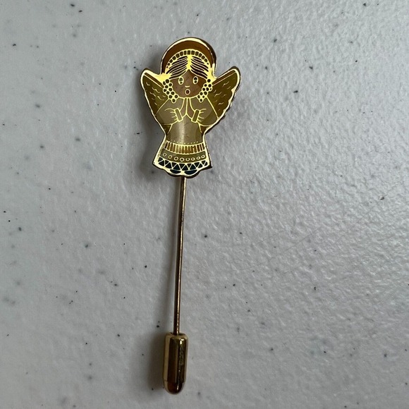 Vintage 1980 SWIE Womens Gold-Tone Holiday Decor 2.5" Christmas Angel Brooch Pin - Picture 1 of 6